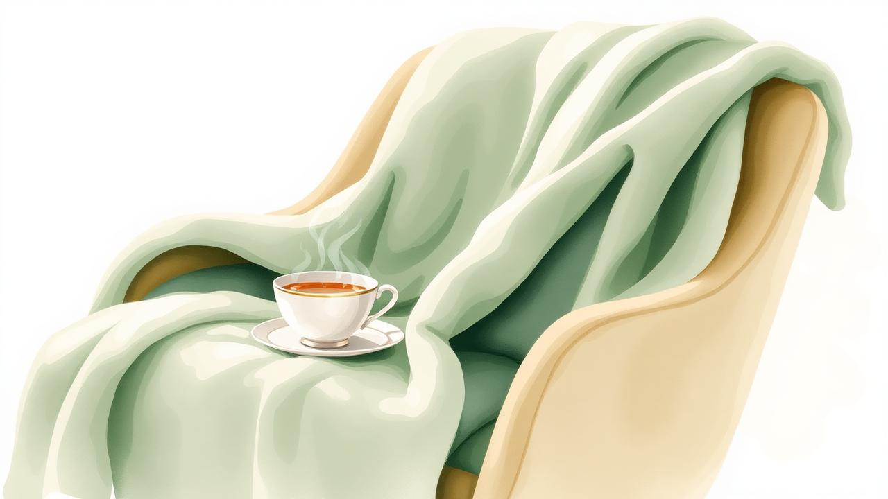 Cozy blanket and tea on chair — rest from burnout